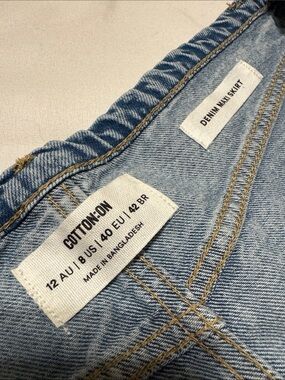 Cotton On Vintage Washed Distressed Blue Denim Maxi Skirt 0059
